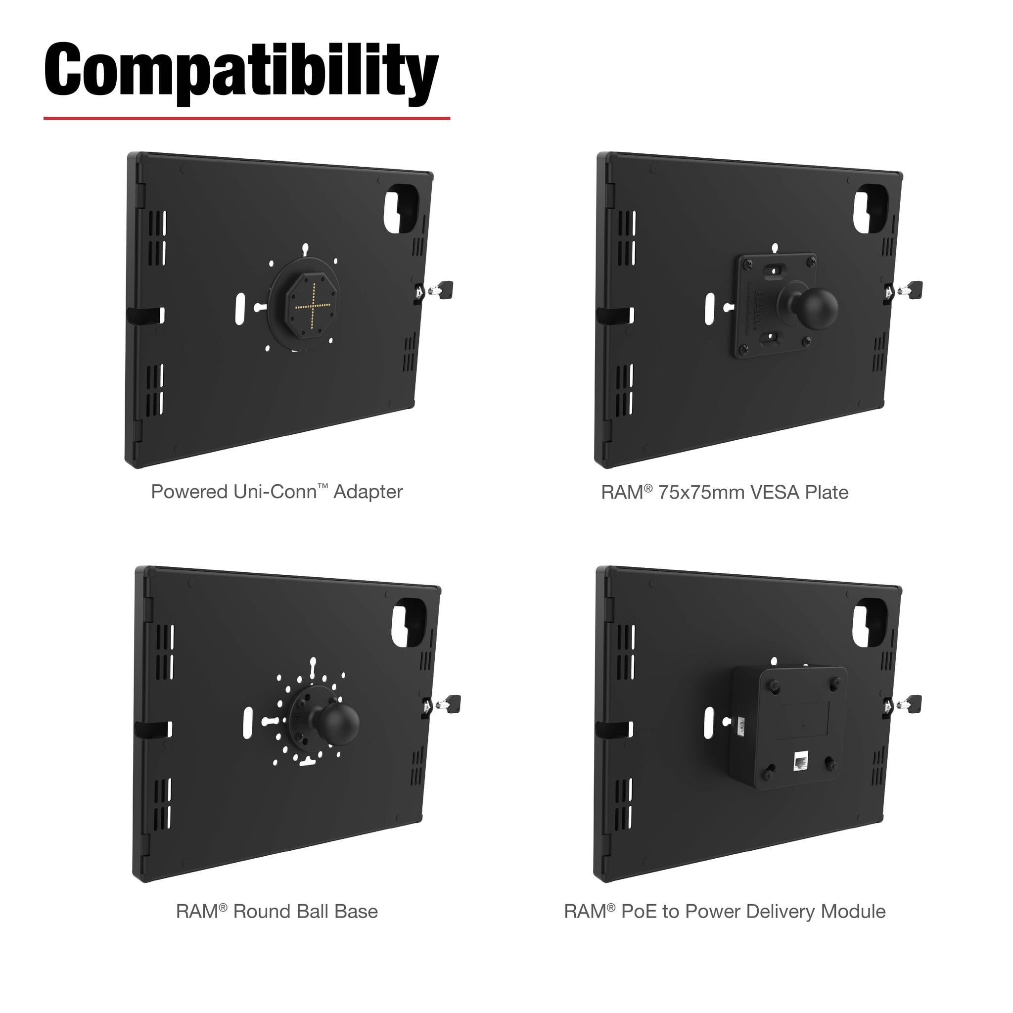RAM MOUNT RAM-TE-AP47 RAM Mounts Safe-Case? for iPad Pro 13 (M4), Air 13 (M2 & M3), & Pro 12.9 - Key-Lock, several Hole Pattern