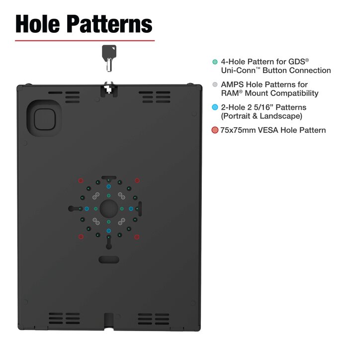 RAM MOUNT RAM-TE-AP47 RAM Mounts Safe-Case? for iPad Pro 13 (M4), Air 13 (M2 & M3), & Pro 12.9 - Key-Lock, several Hole Pattern