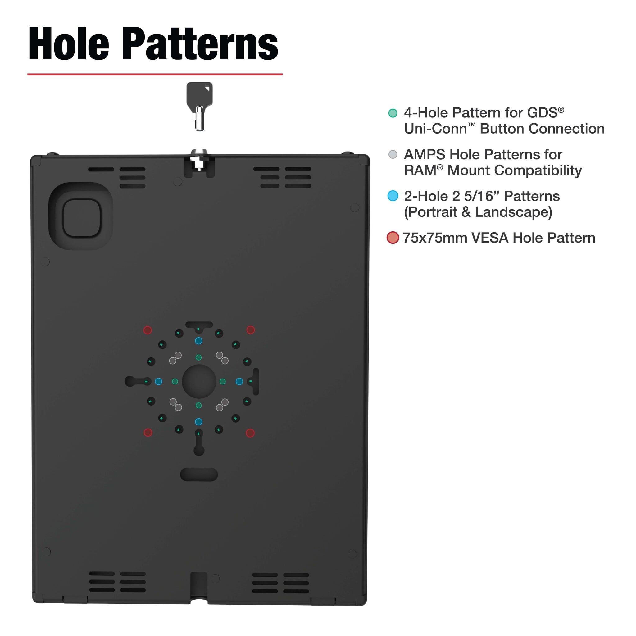 RAM MOUNT RAM-TE-AP47 RAM Mounts Safe-Case? for iPad Pro 13 (M4), Air 13 (M2 & M3), & Pro 12.9 - Key-Lock, several Hole Pattern