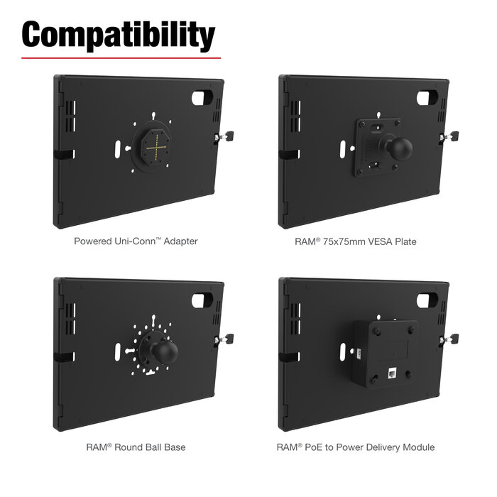 RAM MOUNT RAM-TE-SAM87 Sobries de RAM en una caja segura para Samsung Galaxy Tab S10 y S10+ - Bloqueo con llave, patr¾n de varios agujeros