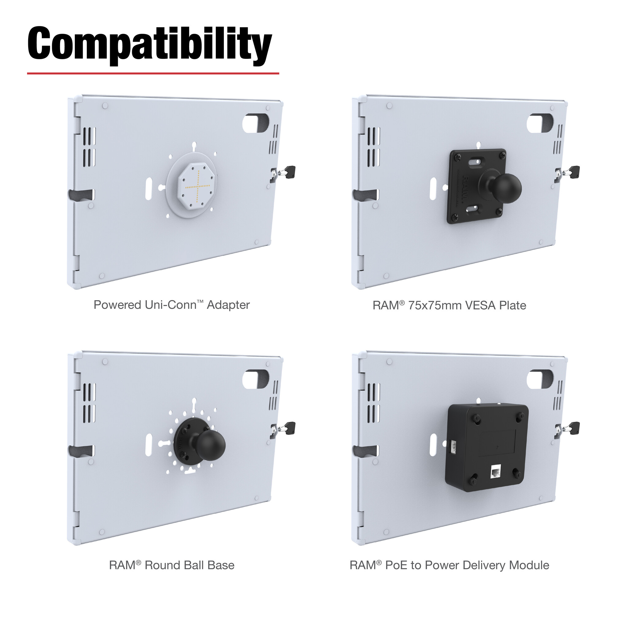 RAM MOUNT RAM-TE-SAM87-GRY RAM-Mounts-Safecase? f³r Samsung Galaxy Tab S10 & S10+ û Key-Lock, mehrere Lochmuster, hellgrau