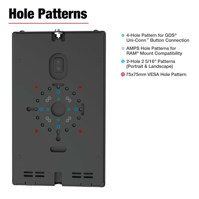 RAM MOUNT RAM-TE-SAM99 RAM-mounts safe-case voor Samsung Tab Active5 & 3 - Key-lock, patroon met meerdere gaten