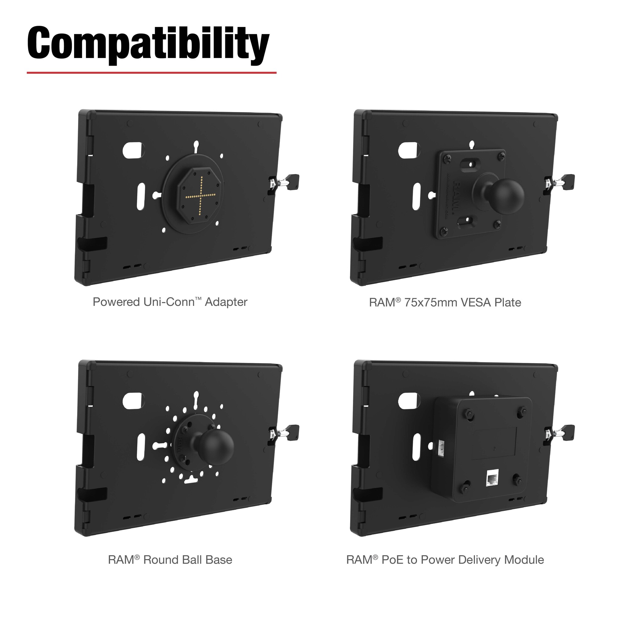RAM MOUNT RAM-TE-ZE20 RAM-Mounts Safecase f³r Zebra ET4x 8' Tablet û Schl³sselschloss, Mehrlochmuster