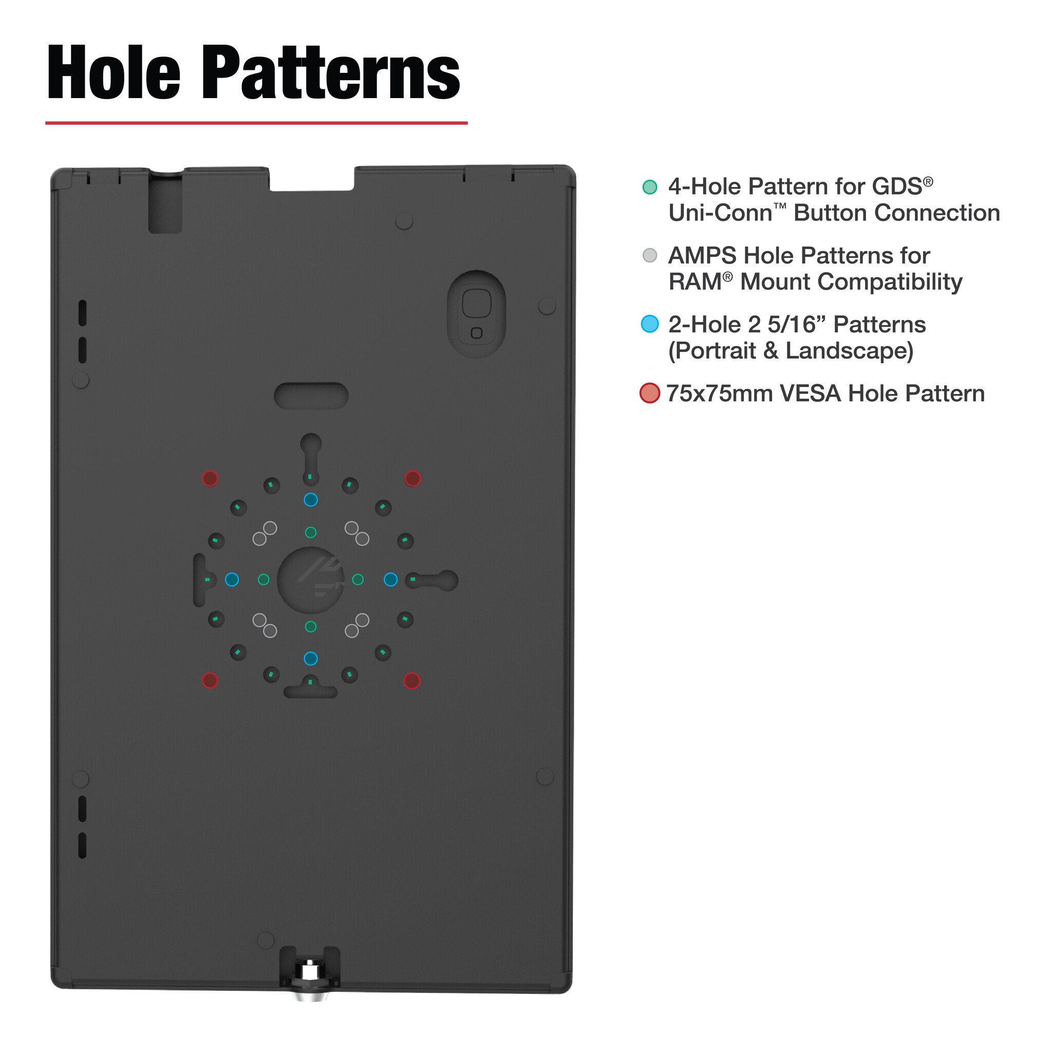 RAM MOUNT RAM-TE-ZE21 Montaggi RAM Custodia di sicurezza per tablet Zebra ET4x 10' - Serratura a chiave, pattern a pi¨ fori