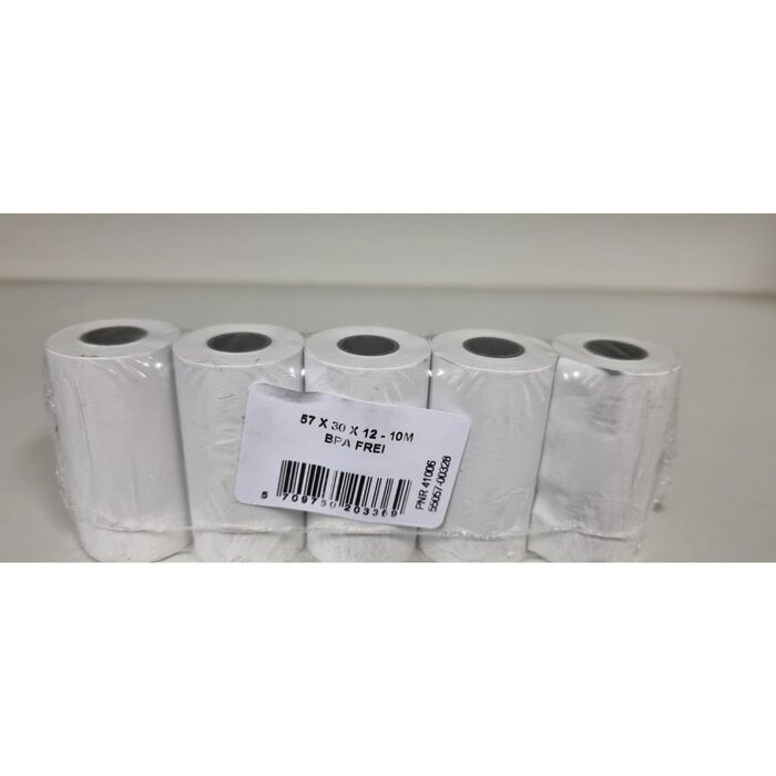 HEIPA 55057-00328 Receipt Rolls, Heipa, Thermal Paper, 57 mm, 30 mm, 12.7 mm, White