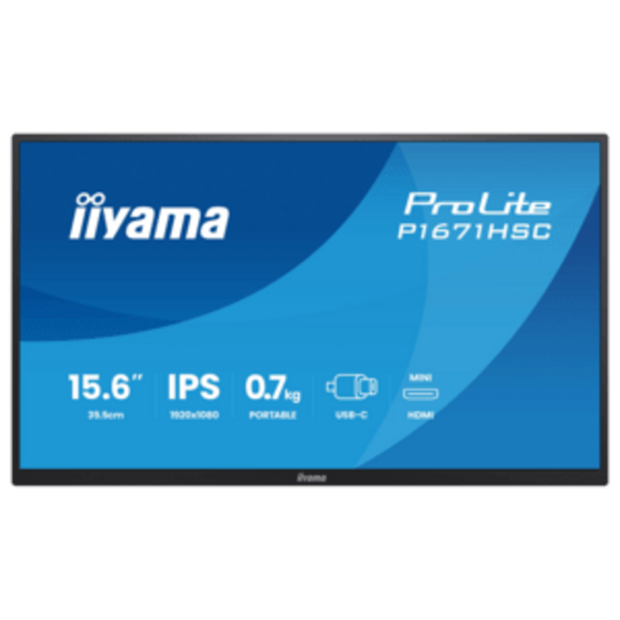 IIYAMA P1671HSC-B1 iiyama ProLite P1671HSC-B1, Leren hoes, 39,6 cm (15,6''), Full HD, USB-C, kit, zwart