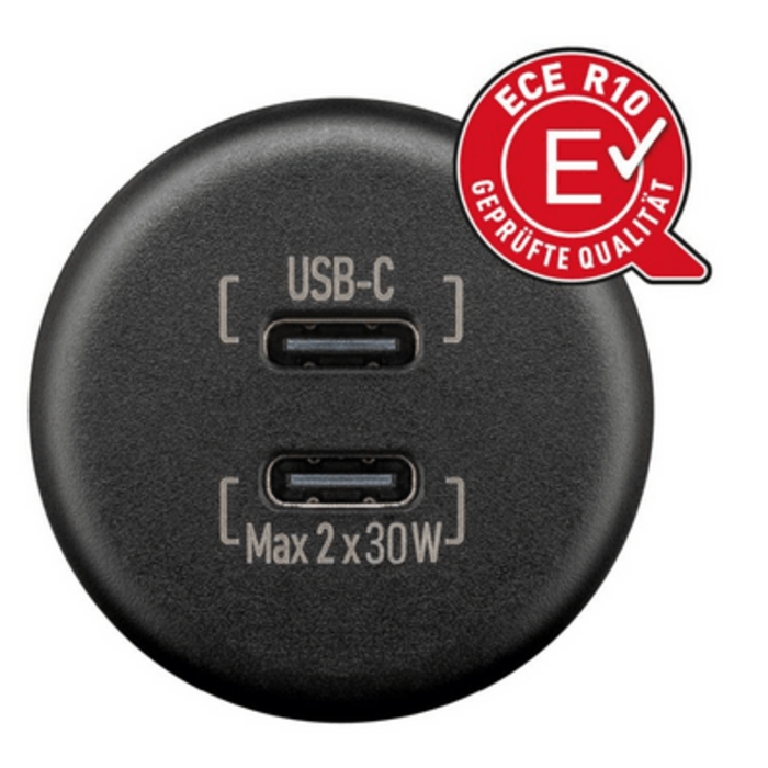 RAM MOUNT 560032 Cargador de panel doble USB con cables pelados, 2 x 30 W, longitud del cable 200 mm - USB-C / USB-C