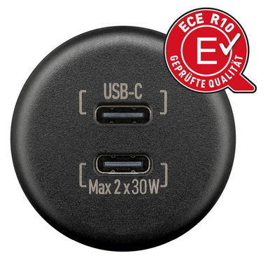 RAM MOUNT 560032 Chargeur double USB à installer sur panneau, avec fils nus, 2 x 30 W, longueur de câble 200 mm - USB-C / USB-C