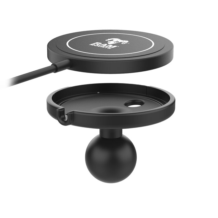 RAM MOUNT RAP-B-202-AP-MAG-1-W2MU Adattatore per pallone RAM Mounts con caricatore wireless RAM Qi2 da 15 W - Pallacanestro (1')