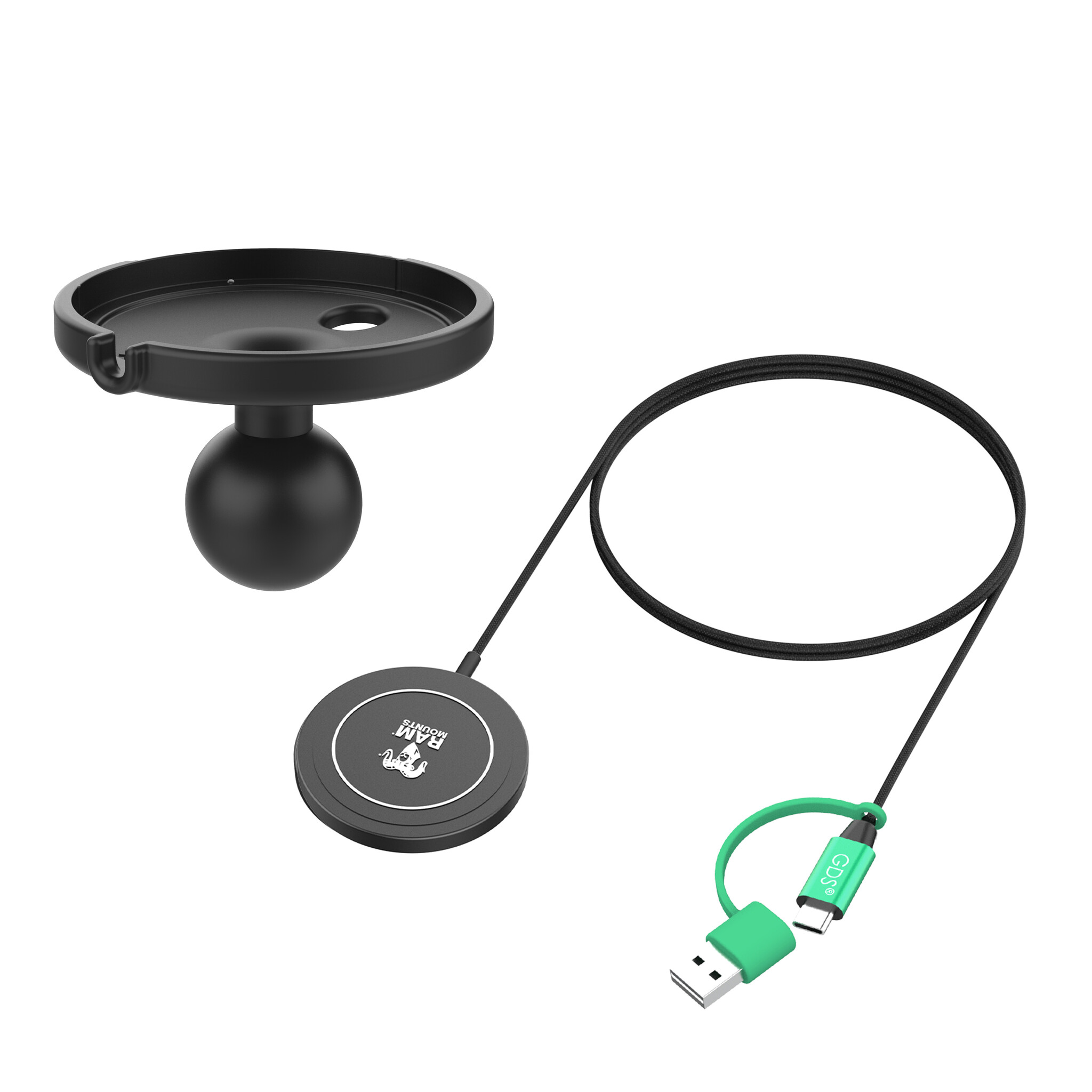RAM MOUNT RAP-B-202-AP-MAG-1-W2MU Adattatore per pallone RAM Mounts con caricatore wireless RAM Qi2 da 15 W - Pallacanestro (1')