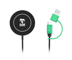 RAM-GDS-CHARGE-W2M RAM montiert Qi2 Wireless Charger Stromversorgung – 15 Watt – MagSafe-kompatibel – USB-C & USB-A Stecker