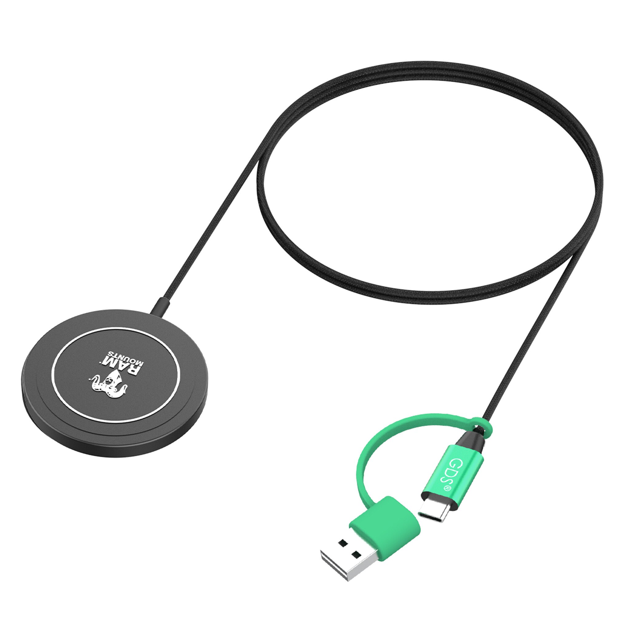 RAM MOUNT RAM-GDS-CHARGE-W2M Caricabatterie wireless RAM Mounts Qi2 Power Delivery - 15 Watt - Compatibile con MagSafe - Connettore USB-C e USB-A