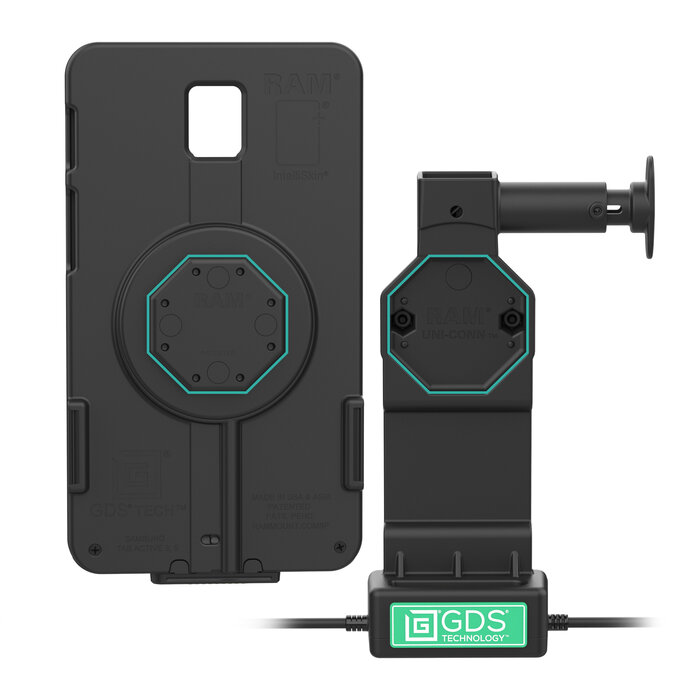 RAM MOUNT RAM-GDS-DOCK-U4CP-RJ45AU RAM montiert GDS Uni-Conn Ladestation mit Entschlussknopf – 2-Loch AMPS – USB-C & USB-A/RJ45-Anschluss – Schraubensatz