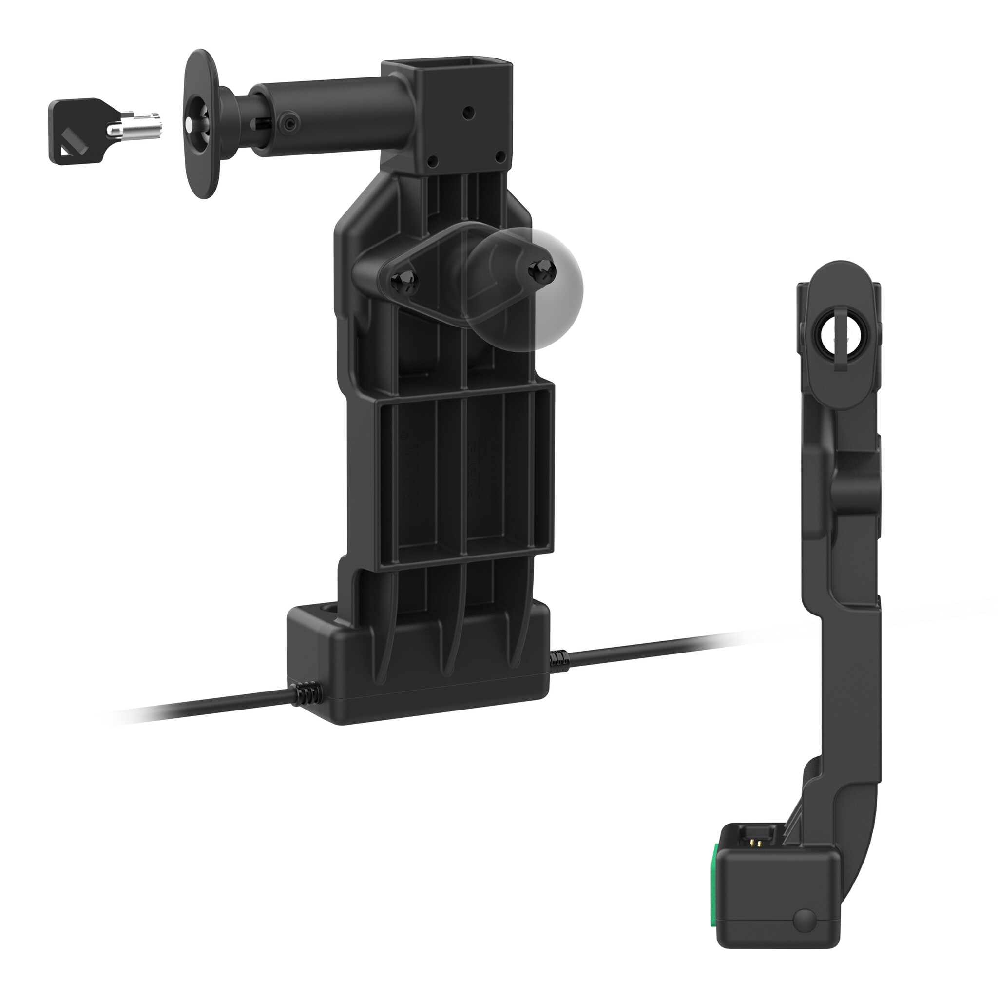 RAM MOUNT RAM-GDS-DOCKL-U4CP-RJ45AU Base di ricarica RAM Mounts GDS Uni-Conn (con blocco a chiave) con pulsante di sblocco - 2 fori AMPS - Connettore USB-C e USB-A/RJ45 - Set di viti