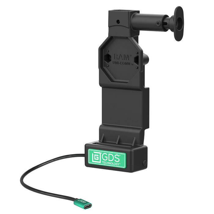RAM MOUNT RAM-GDS-DOCK-U4CPU Base di ricarica RAM Mounts GDS Uni-Conn con pulsante di rilascio - 2 fori AMPS - Connettore USB-C - Set di viti