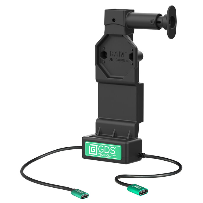 RAM MOUNT RAM-GDS-DOCK-U4CP-CU RAM montiert GDS Uni-Conn Ladestation mit Entriegelungsknopf – 2-Loch AMPS – USB-C & USB-C Anschluss – Schraubensatz