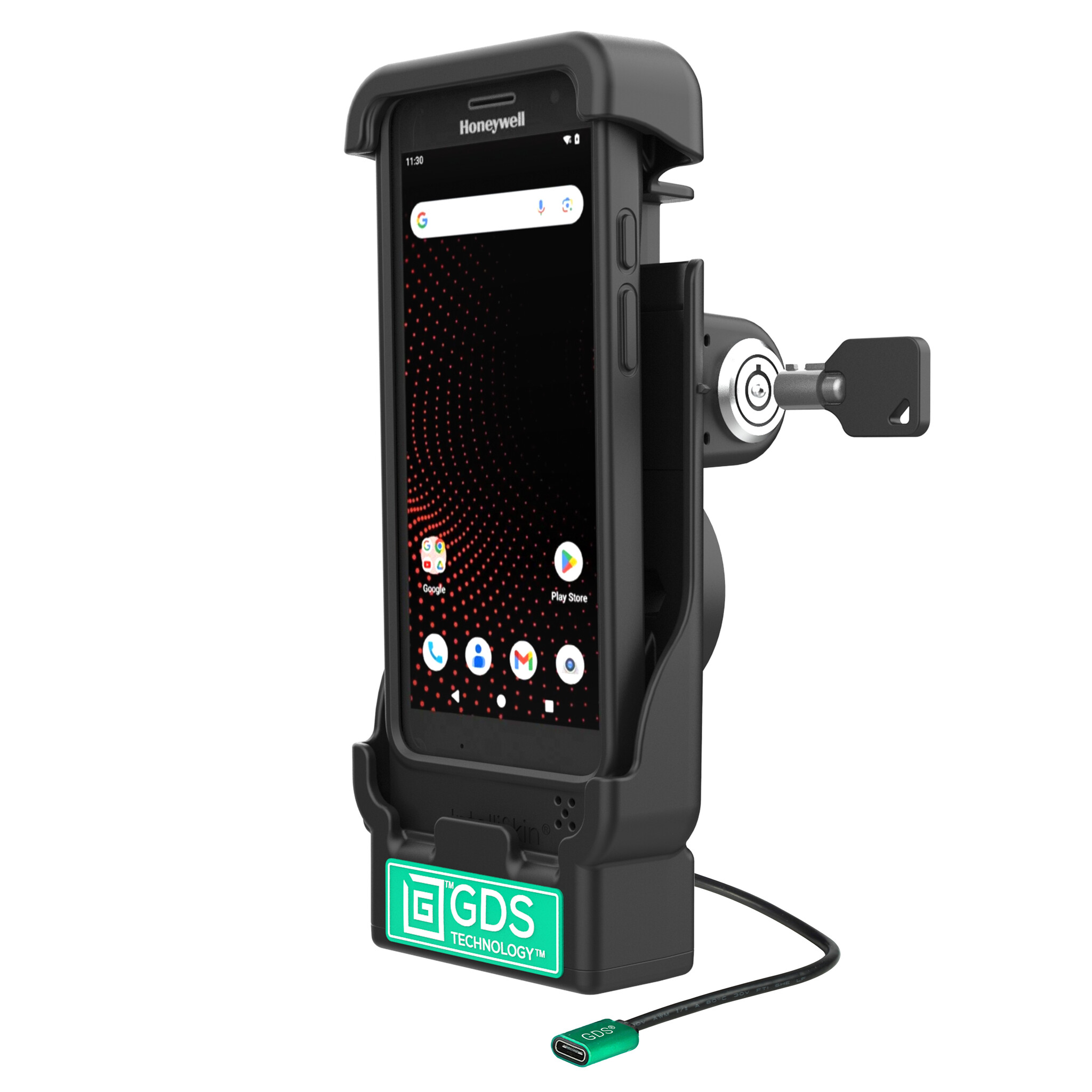 RAM MOUNT RAM-GDS-DOCKL-V15-CU RAM Mounts GDS Dock di bloccaggio per veicoli per Honeywell CT37 (in custodia protettiva IntelliSkin) - Alimentazione USB-C - 2 fori AMPS - Tecnologia GDS