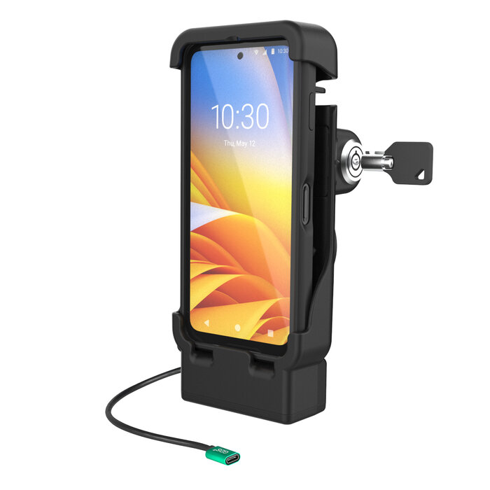 RAM MOUNT RAM-HOL-V15-ZE38PLU Docking station alimentata RAM Mounts (con blocco a chiave) per Zebra EM45 - con o senza custodia rinforzata - Alimentazione USB-C con schema AMPS a 2 fori