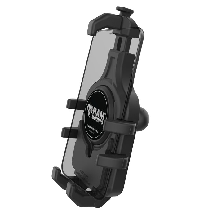 RAM MOUNT RAM-HOL-PD5BU Supporto RAM Mounts Quick-Grip Pro per smartphone - Larghezza fino a 95,25 mm - Compatibile con Mag-Safe - Con base diamantata (misura B - 1") - Set di viti