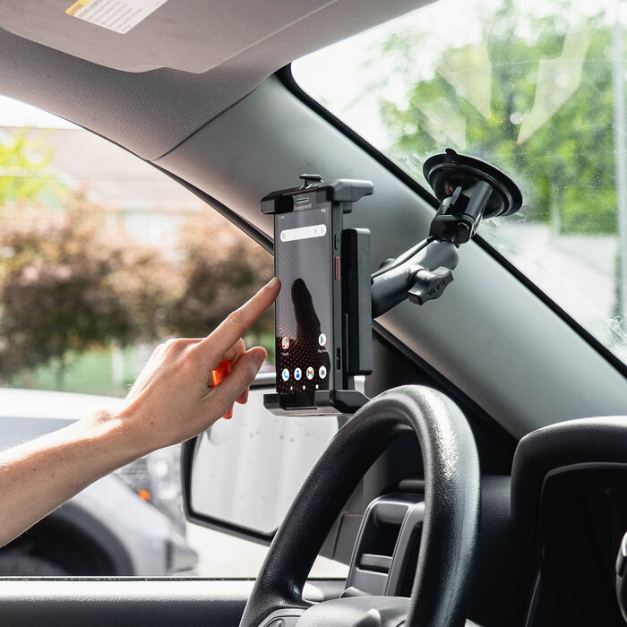 RAM MOUNT RAM-HOL-PD7BU Supporto RAM Mounts Quick-Grip Pro XL per smartphone - Larghezza fino a 88,9 mm - Compatibile con Mag-Safe - Con base diamantata (misura B - 1") - Set di viti