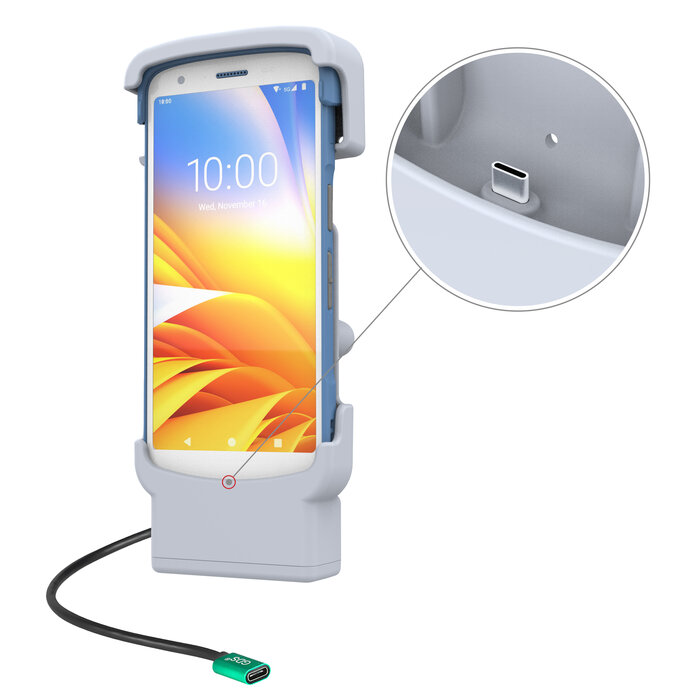 RAM MOUNT RAM-HOL-ZE39-C-GRY RAM-Halterung: Formanpassungshalter für Zebra HC20 & HC50 – USB-C-Netzteil – Grau