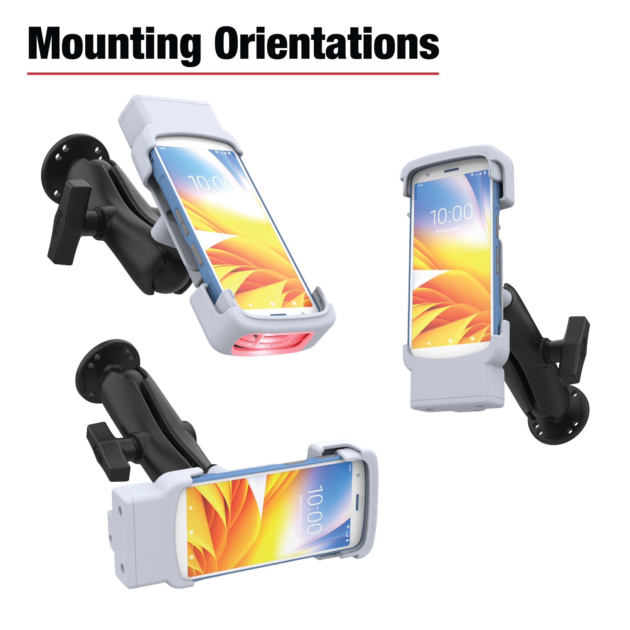 RAM MOUNT RAM-HOL-ZE39-C-GRY Soporte RAM Mounts Form-Fit para Zebra HC20 y HC50 - Fuente de alimentación USB-C - Gris