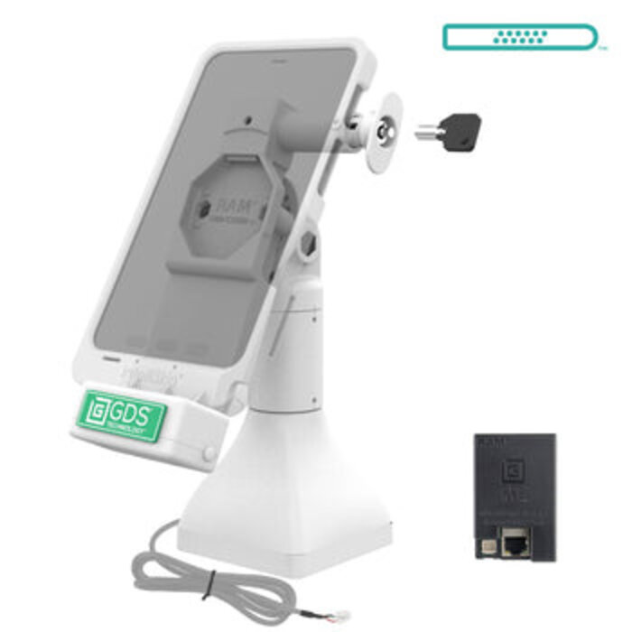 RAM MOUNT RAM Mounts GDS Uni-Conn Stand-Dockingstation (7 Zoll) - Dreh- & Schwenkbar - abschließbar (Schlüssel) - mit PoE - hellgrau