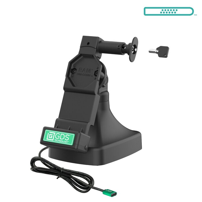 RAM MOUNT Base de carga con bloqueo basculante y giratorio GDS® Uni-Conn? con USB-C