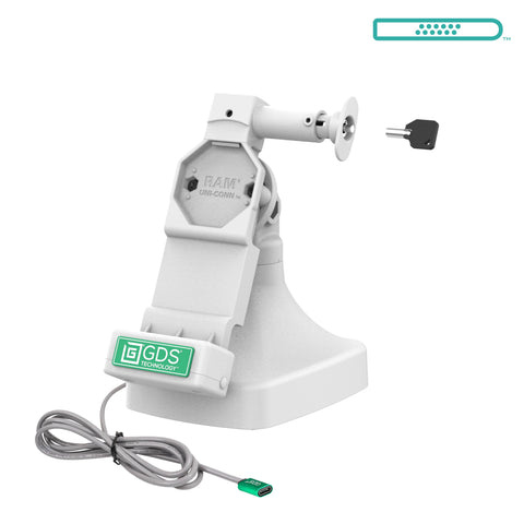 RAM MOUNT Base de conexión GDS® Uni-Conn? con bloqueo, inclinación y giro y USB-C - gris claro