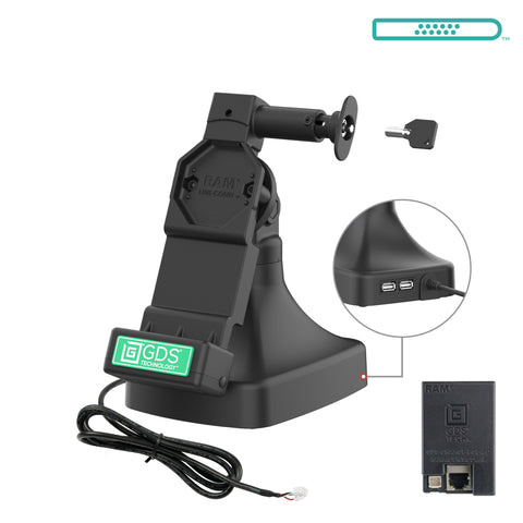RAM MOUNT Base GDS® Uni-Conn? con bloqueo, inclinación y giro con PoE + datos