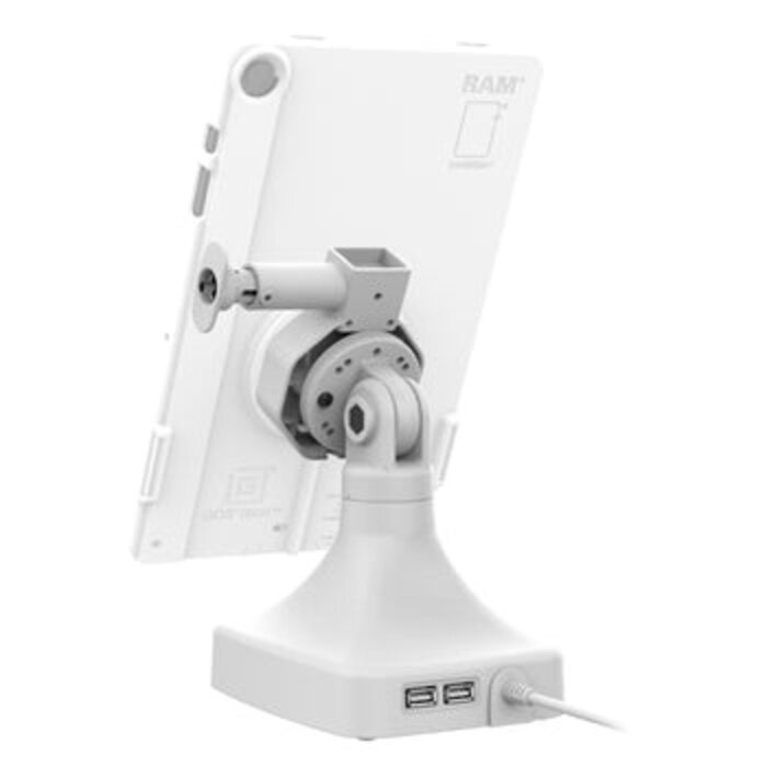 RAM MOUNT Base giratoria e inclinable GDS® Uni-Connâ?¢ con bloqueo y alimentación, USB-C + datos - gris claro