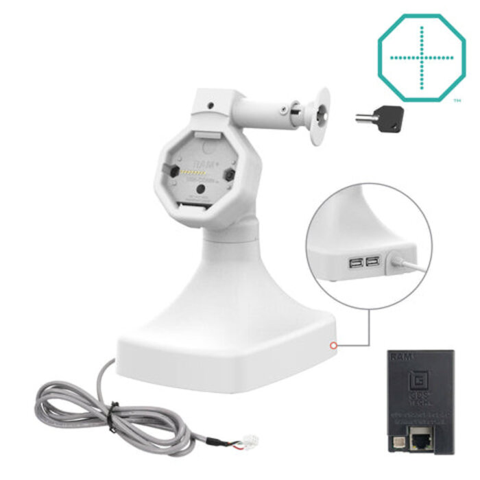 RAM MOUNT Supporto di bloccaggio con alimentazione Uni-Conn? con inclinazione e rotazione con PoE + dati - grigio chiaro