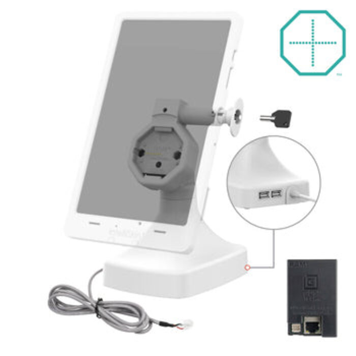 RAM MOUNT Support de verrouillage alimenté GDS® Uni-Connâ?¢ inclinable et pivotant avec PoE + données - gris clair
