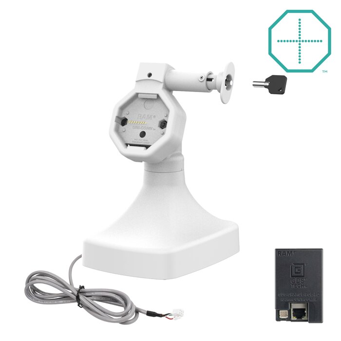RAM MOUNT Support universel alimenté GDS® Uni-Connâ?¢ avec verrouillage, inclinaison et pivotement, avec PoE - gris clair