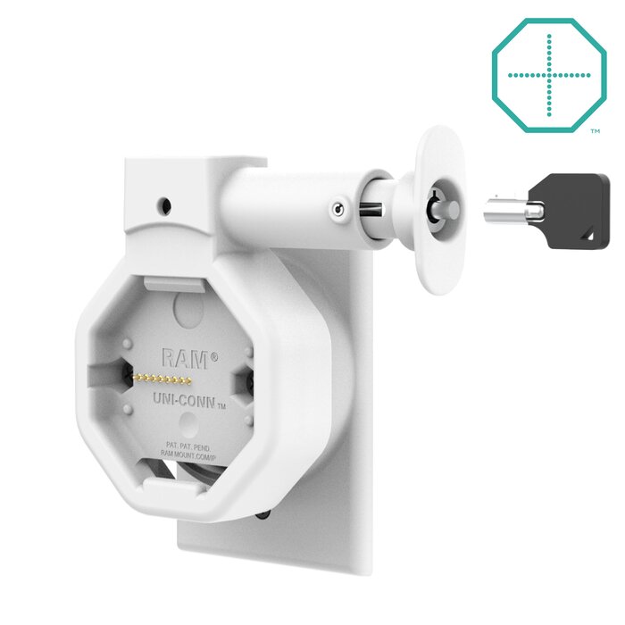 RAM MOUNT Base de pared GDS® Uni-Connâ?¢ con bloqueo de alimentación y PoE - Gris claro