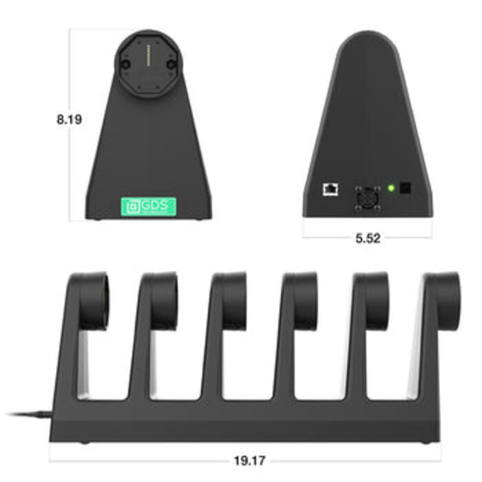 RAM MOUNT RAM Mounts 6-fach GDS Uni-Conn Estación de carga de mesa para tabletas en funda protectora IntelliSkin - con interfaz RJ45