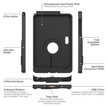 RAM MOUNT RAM Mounts IntelliSkin Thin-Case Funda protectora para Samsung Tab Active5 Pro y 4 Pro - Pogo Pads inferiores - Tecnología GDS