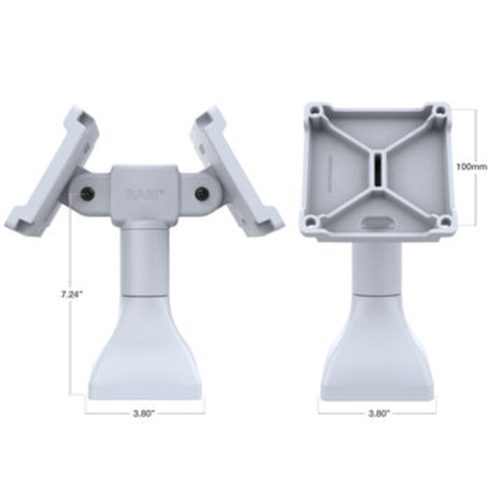 RAM MOUNT RAM Mounts Standfuss (7 Zoll) - zwei 180° schwenkbare 100x100 mm VESA Aufnahmen, hellgrau