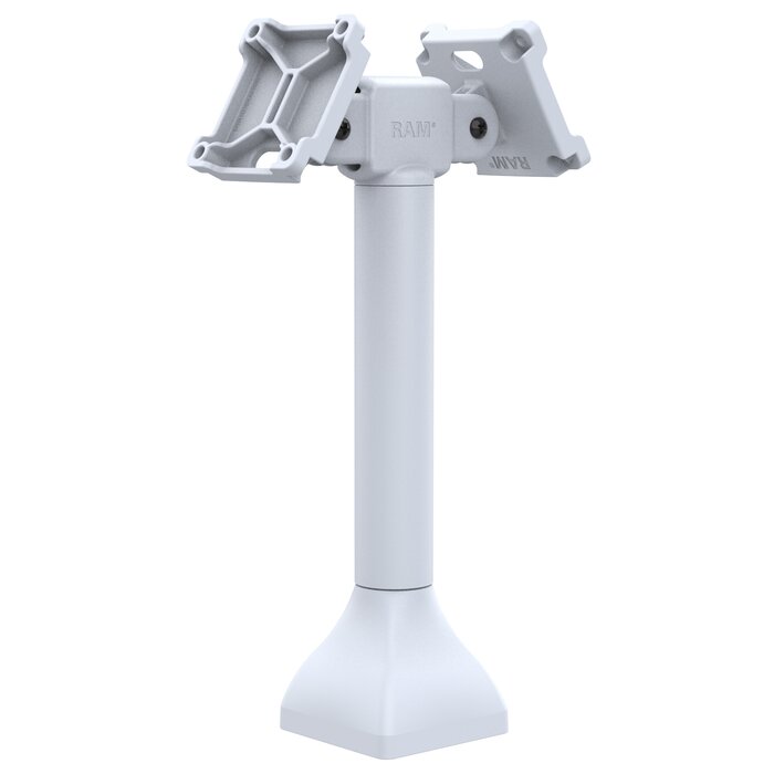 RAM MOUNT Pied RAM Mounts (35,6 cm) - deux supports VESA pivotants à 180° de 75x75 mm, gris clair