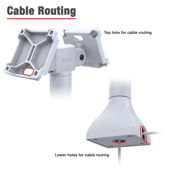RAM MOUNT Pied RAM Mounts (35,6 cm) - deux supports VESA pivotants à 180° de 75x75 mm, gris clair