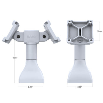 RAM MOUNT RAM Mounts Standfuss (7 Zoll) - zwei 180° schwenkbare 75x75 mm VESA Aufnahmen, hellgrau