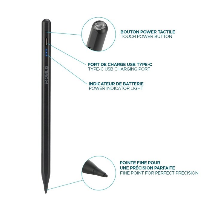 MOBILIS Stylet Actif Universel pour Tablette MOBILIS - Précision et Autonomie