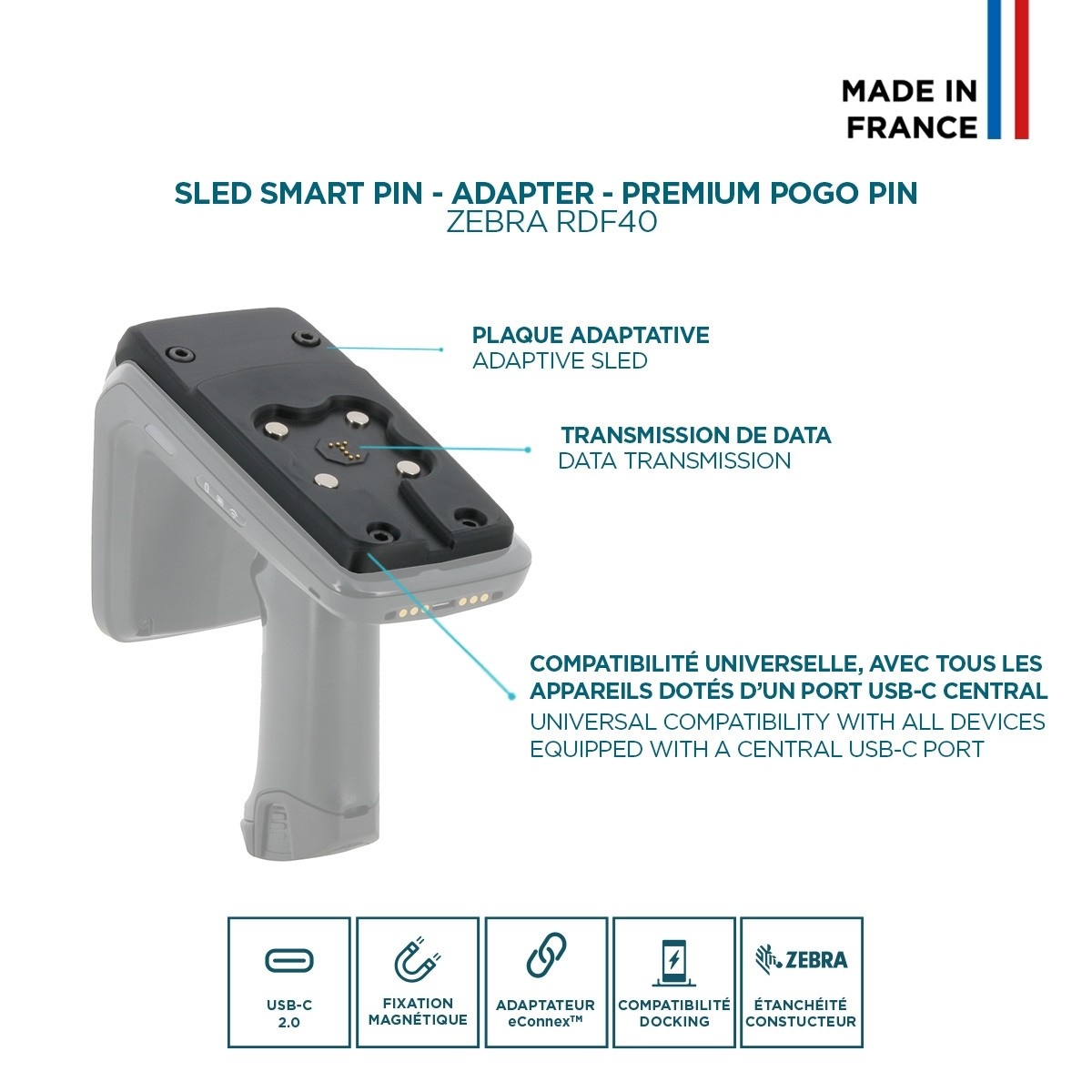 MOBILIS Energia Mobile Zebra RFD40 Sled Smart Pin Adapter