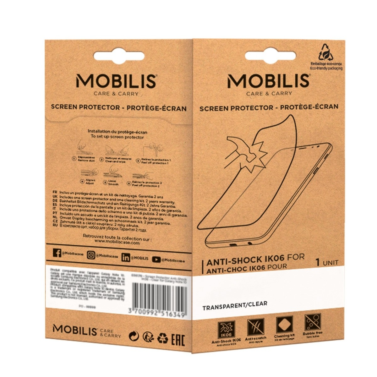 MOBILIS MOBILIS transparenter, unzerbrechlicher Anti-Schock Displayschutz IK06 für Zebra TC15