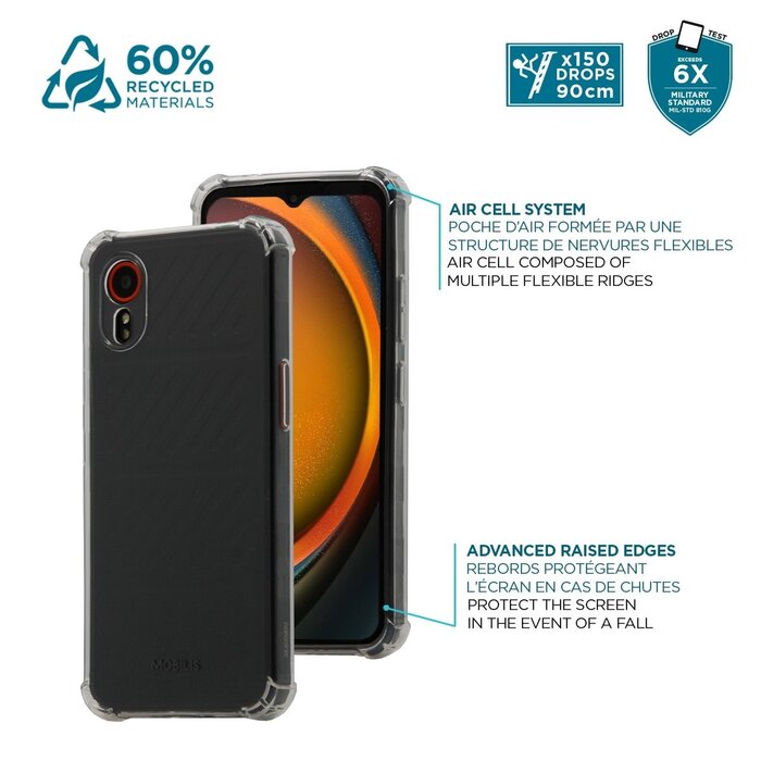 MOBILIS Funda Protectora R Series para Galaxy XCover 7 con Esquinas Reforzadas - Transparente