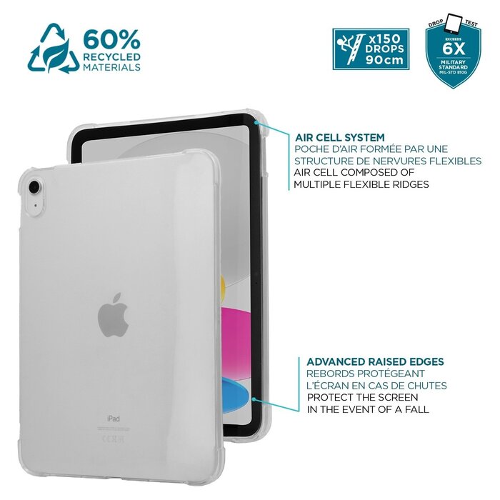 MOBILIS Coque de protection R Series pour iPad 10.9'' (10e génération) avec coins renforcés - Transparente
