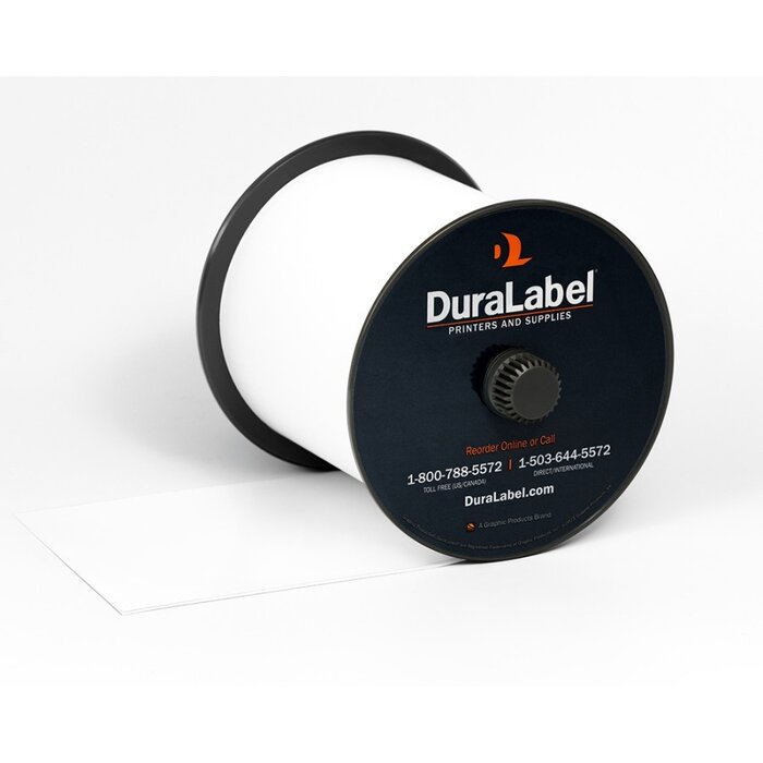 DuraLabel Premium white vinyl tape (100 mm x 15.2 m) for industrial use with the DuraLabel Kodiak Max