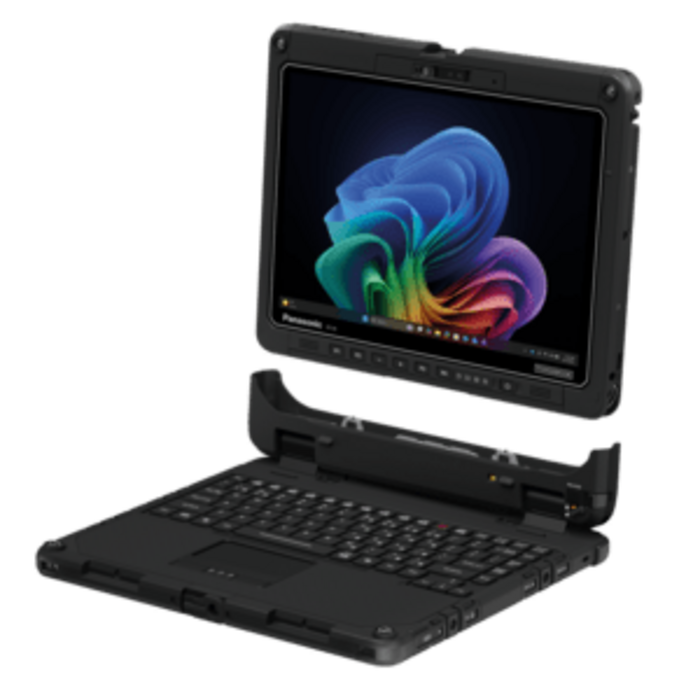 PANASONIC Panasonic TOUGHBOOK 34, 12,4" robustes 2-in-1-Tablet, Intel Core Ultra 5, 16GB RAM, 512GB SSD, Windows 11 Pro, QWERTZ (DE) beleuchtete Tastatur, GPS, 4G, IP66