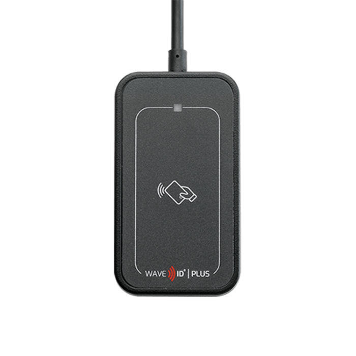 Schwarzer USB-Leser WAVE ID Solo Mobile Mini Keystroke LEGIC & Mifare von RF IDEAS