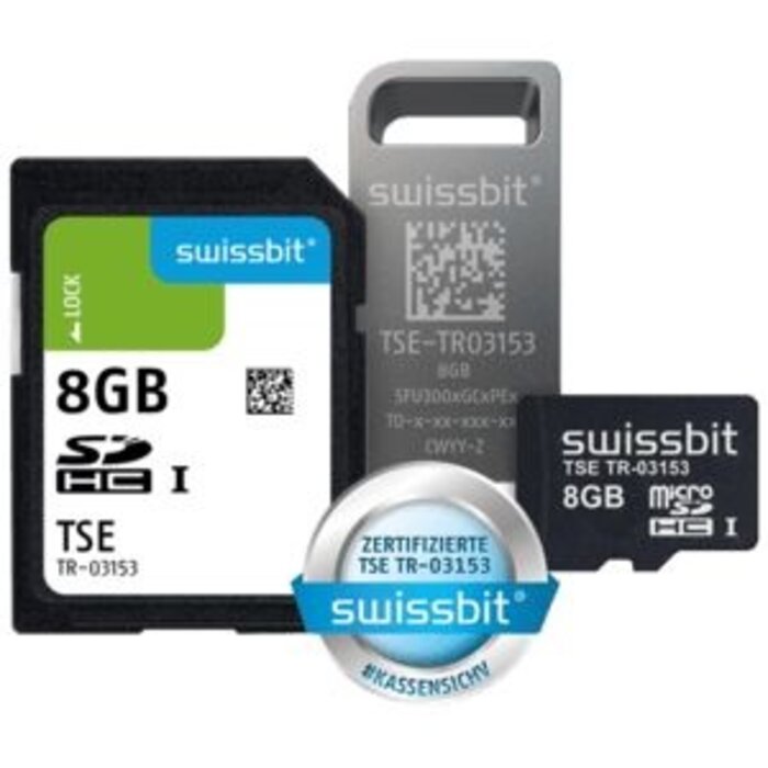 SWISSBIT Swissbit TSE SFSD8192L3PM1TO-E-GE-C31-JA0, reduzierte Laufzeit, SD-Karte 8 GB